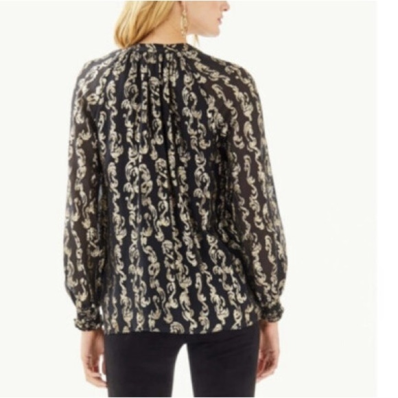 Lilly Pulitzer Black and Gold Patterned Blouse - Picture 2 of 16